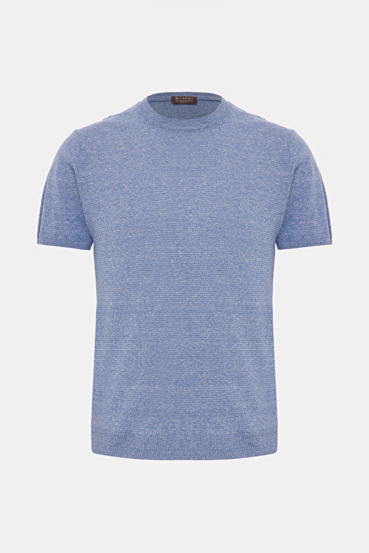 BİSİKLET YAKALI KISA KOL MELANJLI TRİKO T-SHIRT