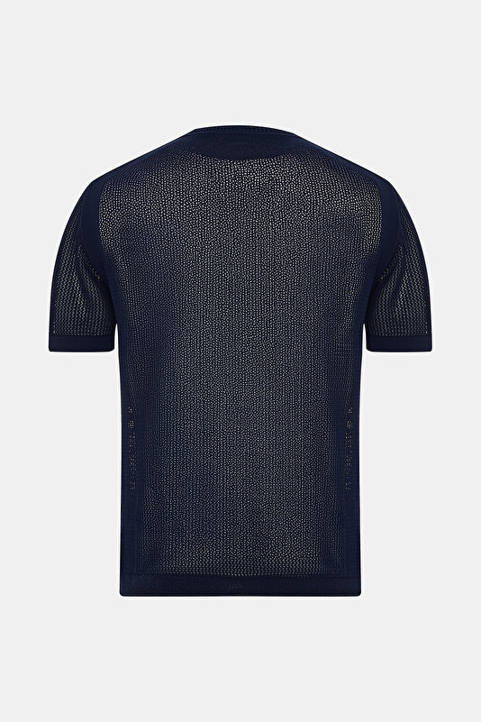 BİSİKLET YAKALI FİLE ÖRGÜ TRİKO T-SHIRT 2