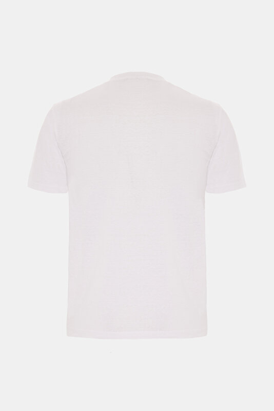 BİSİKLET YAKALI KISA KOL LİKRALI KETEN T-SHIRT 2