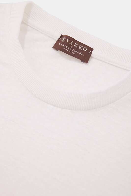 BİSİKLET YAKALI KISA KOL LİKRALI KETEN T-SHIRT 3