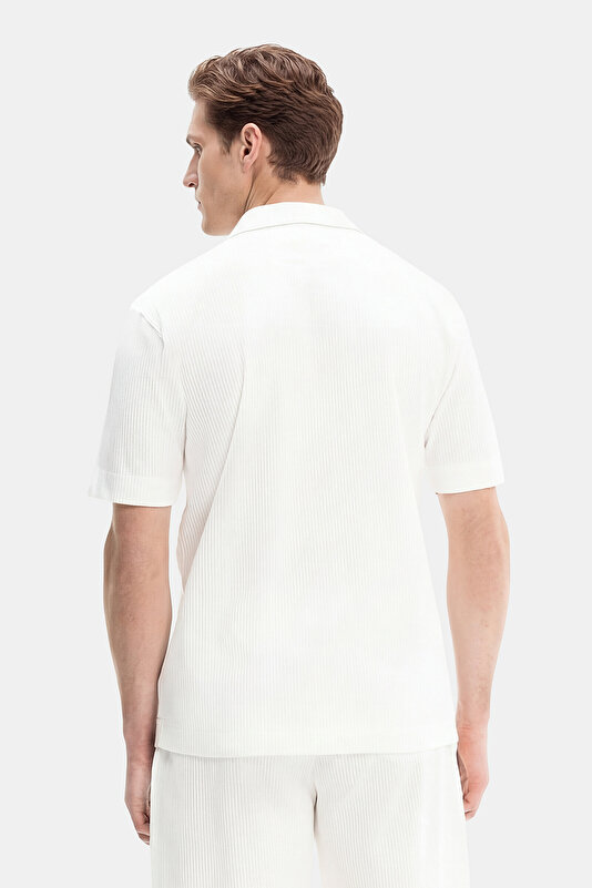 ÖNÜ DÜĞMELİ FİTİLLİ KISA KOL OVERSHIRT 2
