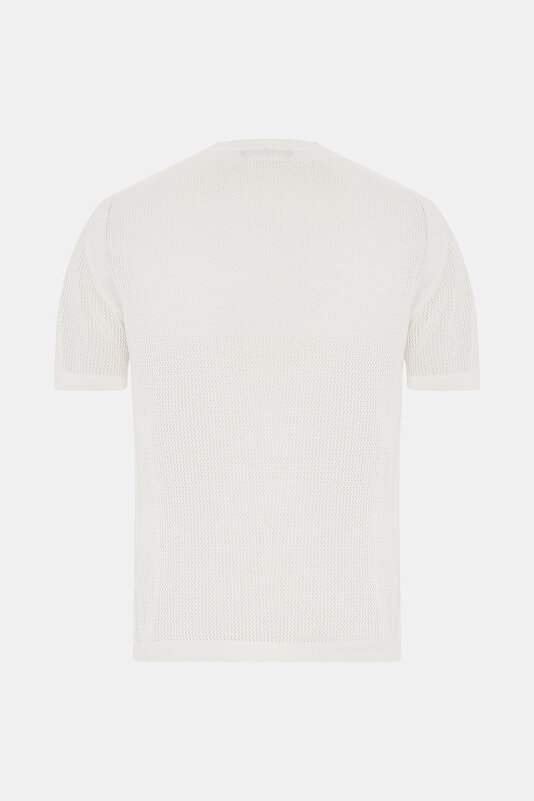 BİSİKLET YAKALI FİLE ÖRGÜ TRİKO T-SHIRT 2