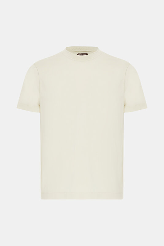 LIGHT BEIGE BICYCLE COLLAR SHORT SLEEVE TSHIRT
