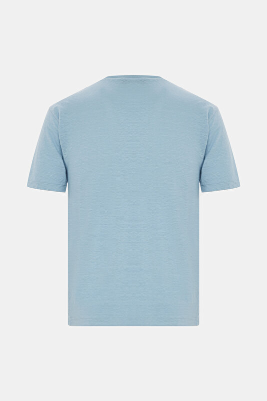 BİSİKLET YAKALI KISA KOL LİKRALI KETEN T-SHIRT 2