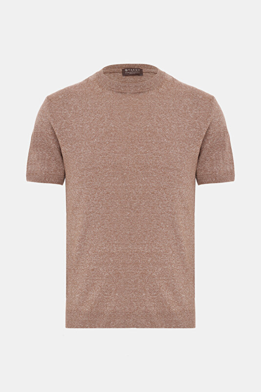 BİSİKLET YAKALI KISA KOL MELANJLI TRİKO T-SHIRT