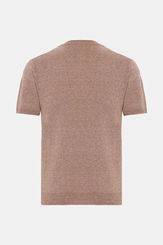 BİSİKLET YAKALI KISA KOL MELANJLI TRİKO T-SHIRT 2