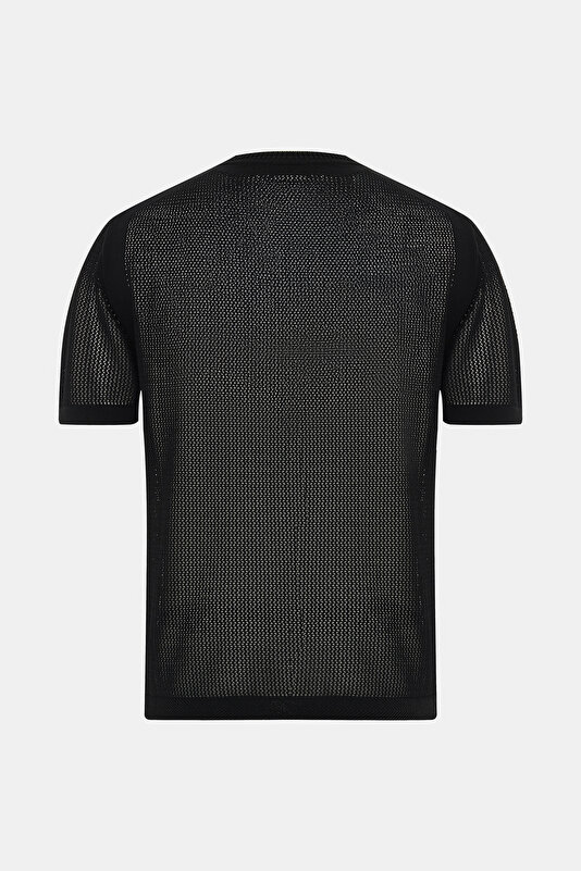BİSİKLET YAKALI FİLE ÖRGÜ TRİKO T-SHIRT 2
