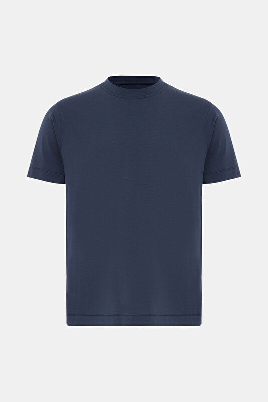 NAVY BLUE BICYCLE COLLAR SHORT SLEEVE TSHIRT