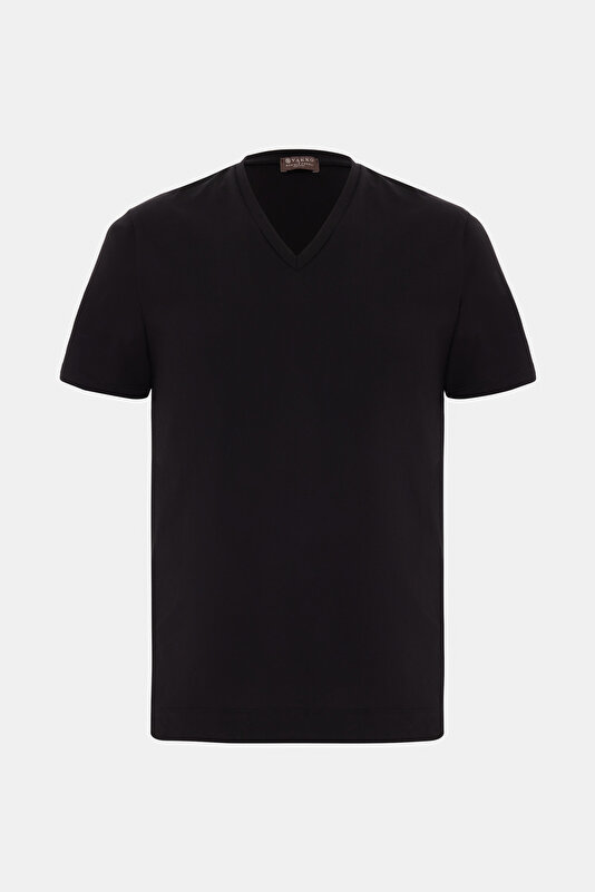 V YAKALI KISA KOL T-SHIRT