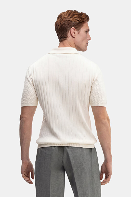 LIGHT CREAM POLO NECK SHORT SLEEVE TSHIRT 2