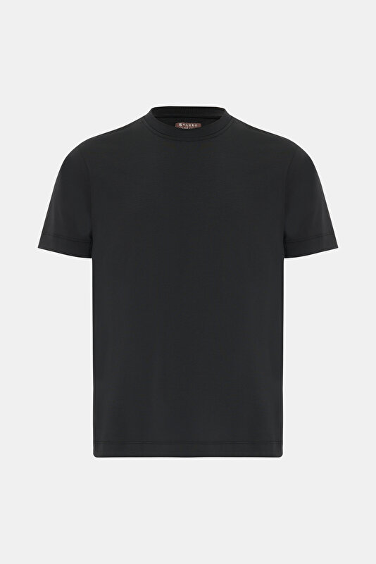 BİSİKLET YAKALI KISA KOL İPEK PAMUK T-SHIRT