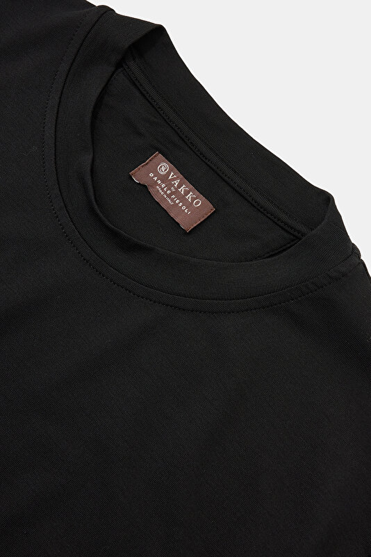 BİSİKLET YAKALI KISA KOL İPEK PAMUK T-SHIRT 3