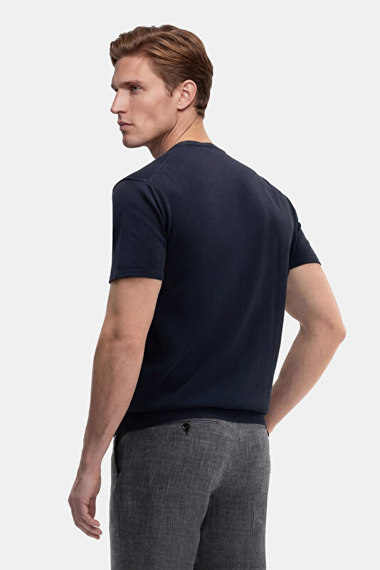NAVY BLUE BICYCLE COLLAR SHORT SLEEVE TSHIRT 2