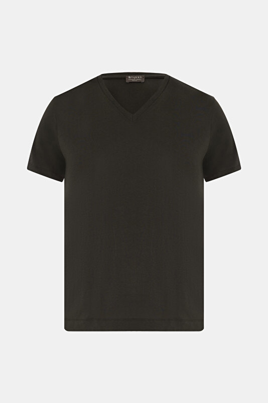 V YAKALI KISA KOL T-SHIRT
