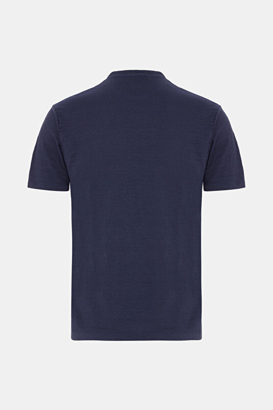 BİSİKLET YAKALI KISA KOL LİKRALI KETEN T-SHIRT 2