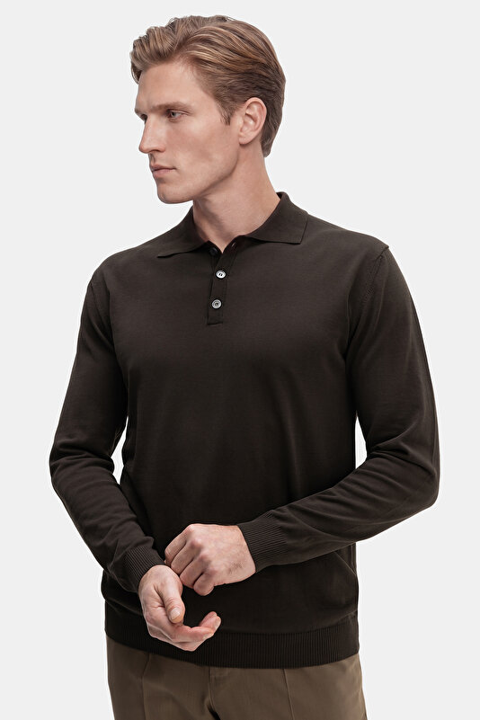 BROWN POLO NECK LONG SLEEVE TSHIRT 3