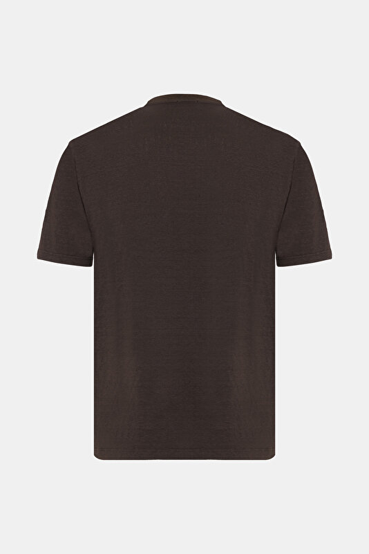 BİSİKLET YAKALI KISA KOL LİKRALI KETEN T-SHIRT 2