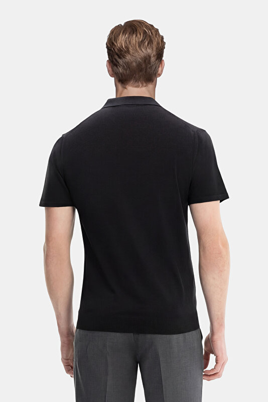 BLACK POLO NECK SHORT SLEEVE TSHIRT 2