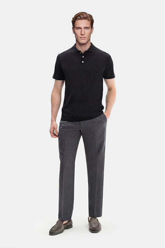 BLACK POLO NECK SHORT SLEEVE TSHIRT 4