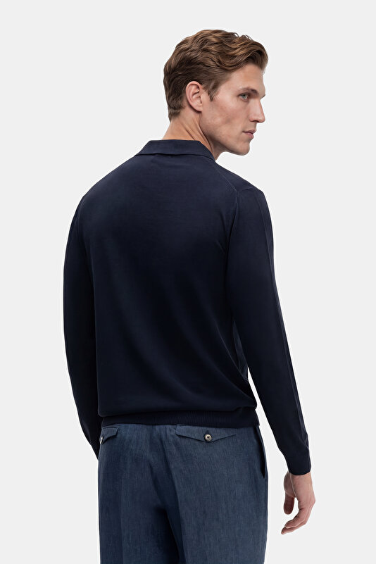 NAVY BLUE POLO NECK LONG SLEEVE TSHIRT 2