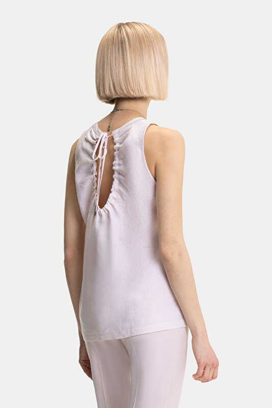 POWDER BASIC / ROUND NECKLINE SLEEVELESS BLOUSE 2