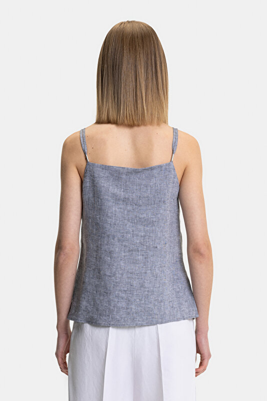 BLUE SQUARE SLEEVELESS SUSPENDER BLOUSE 2