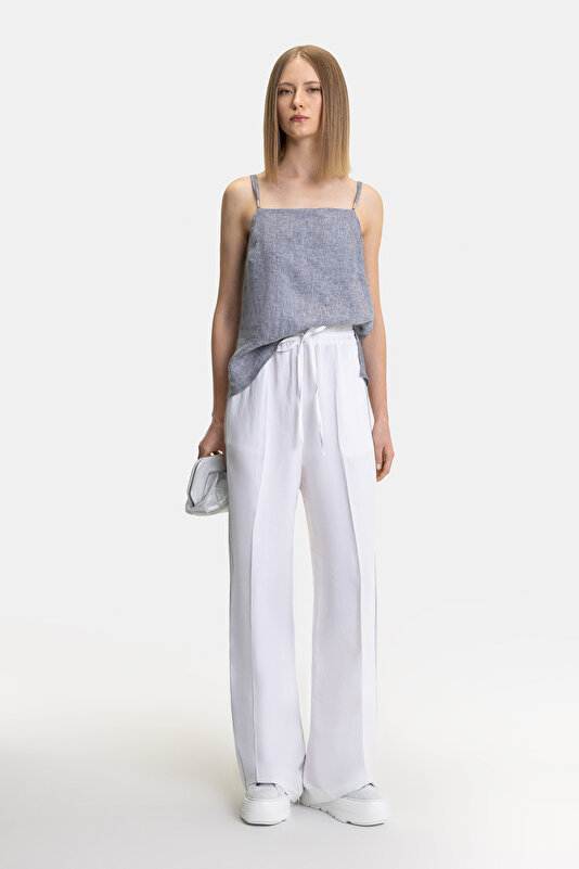 BLUE SQUARE SLEEVELESS SUSPENDER BLOUSE 4
