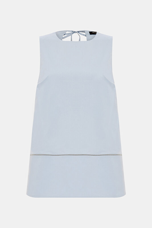GREY BASIC / ROUND NECKLINE SLEEVELESS BLOUSE