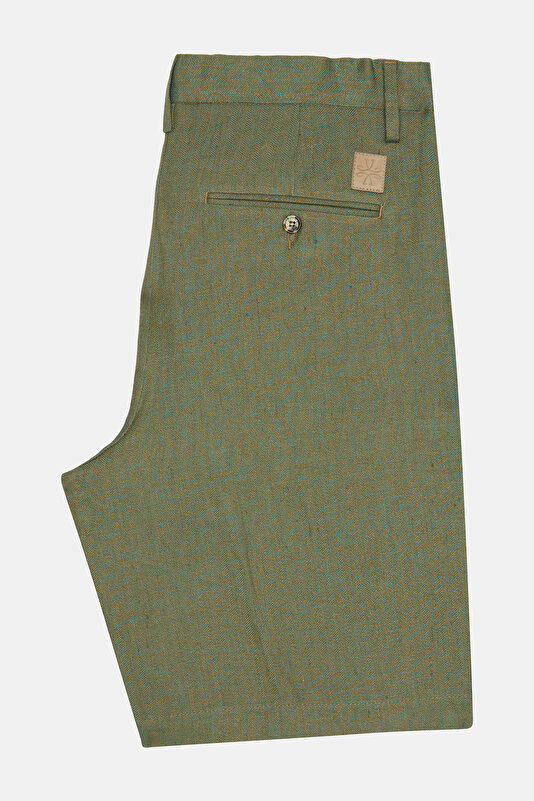 BLUE HERRINGBONE LINEN BERMUDA 2