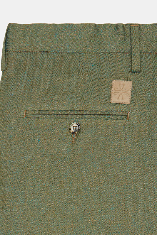BLUE HERRINGBONE LINEN BERMUDA 3