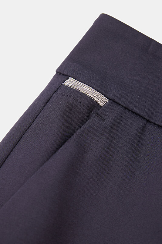 NAVY BLUE WIDE LEG TROUSERS 4