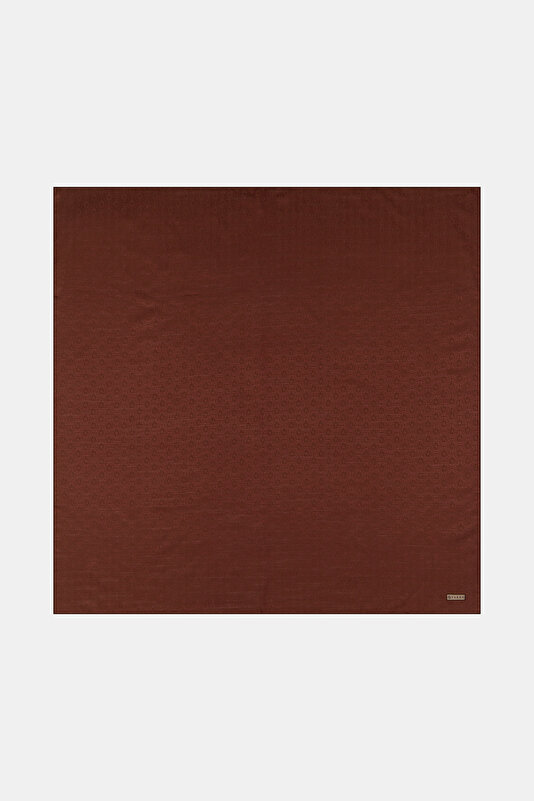 RED BROWN COTTON/SILK SCARF