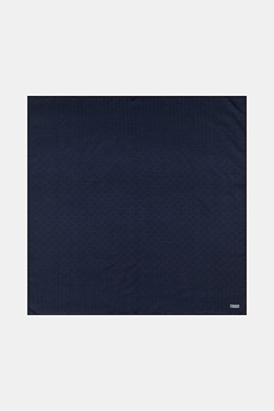 NAVY BLUE COTTON/SILK SCARF