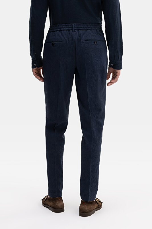 TEK PİLELİ BELİ LASTİKLİ SEERSUCKER PANTOLON 3