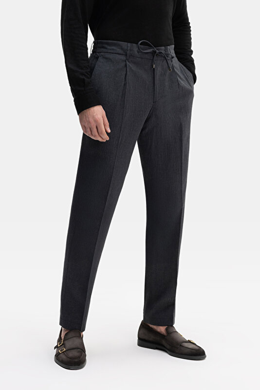 TEK PİLELİ BELİ LASTİKLİ SEERSUCKER PANTOLON 2