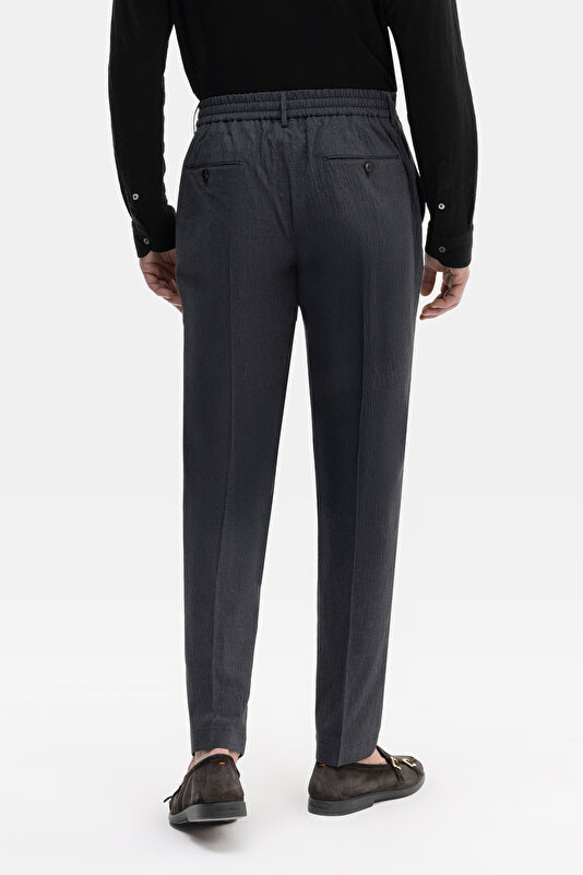 TEK PİLELİ BELİ LASTİKLİ SEERSUCKER PANTOLON 3