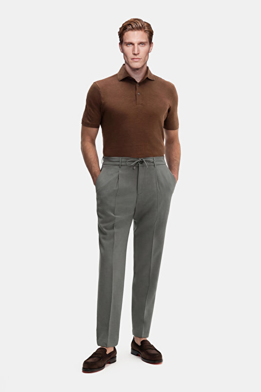 TEK PİLELİ BELİ LASTİKLİ PANTOLON