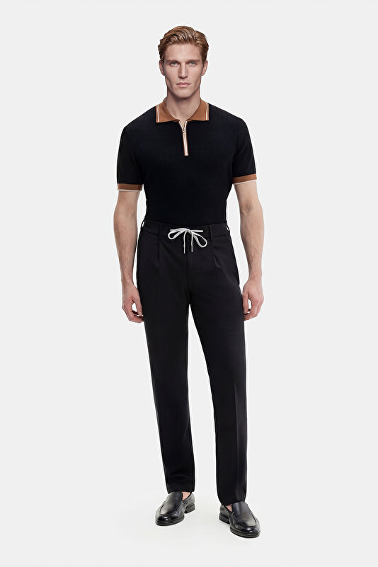 TEK PİLELİ BELİ LASTİKLİ JARSE PANTOLON