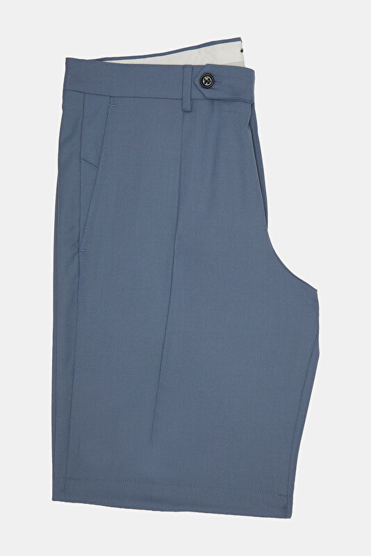 DARK BLUE WOOL/SILK BERMUDA