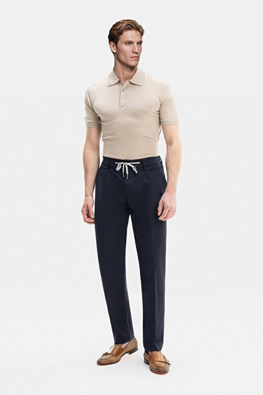 TEK PİLELİ BELİ LASTİKLİ JARSE PANTOLON