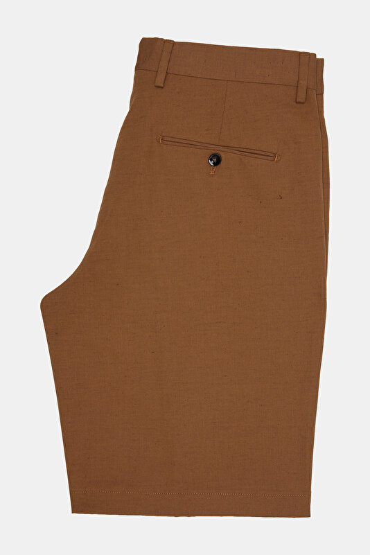 DARK CAMEL COTTON/LINEN BERMUDA 2