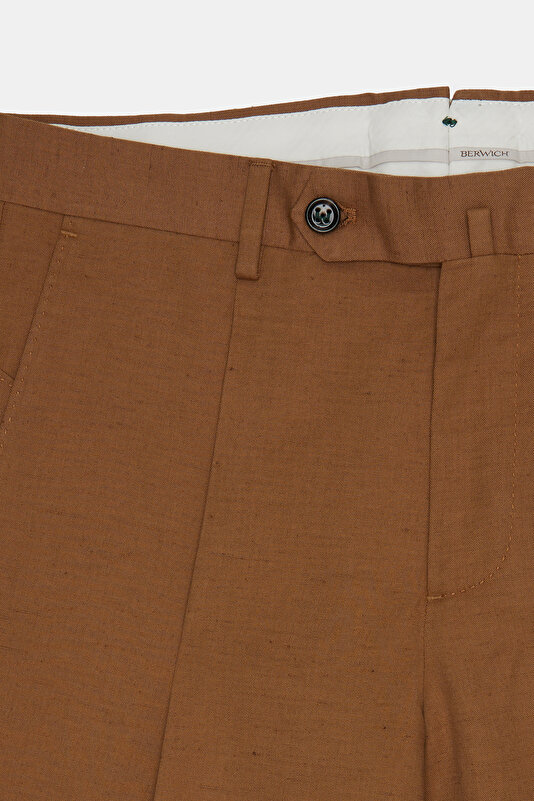 DARK CAMEL COTTON/LINEN BERMUDA 3