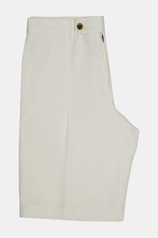 WHITE COTTON/LINEN BERMUDA