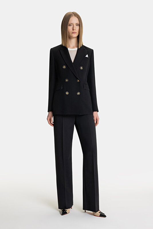 BLACK STRAIGHT CUT TROUSERS