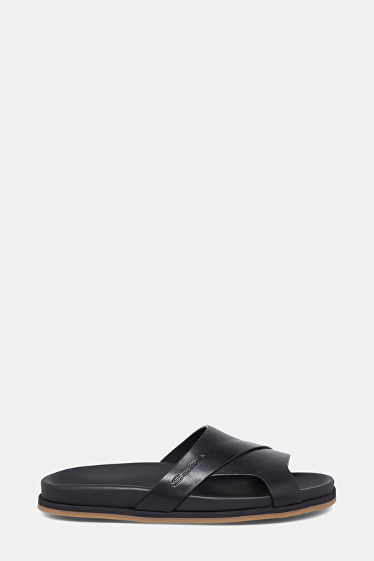 BLACK LEATHER SLIPPER