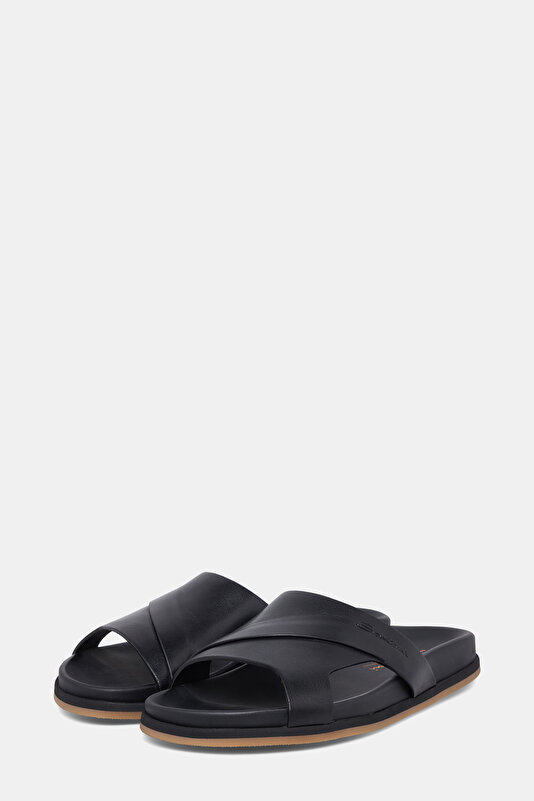 BLACK LEATHER SLIPPER 2