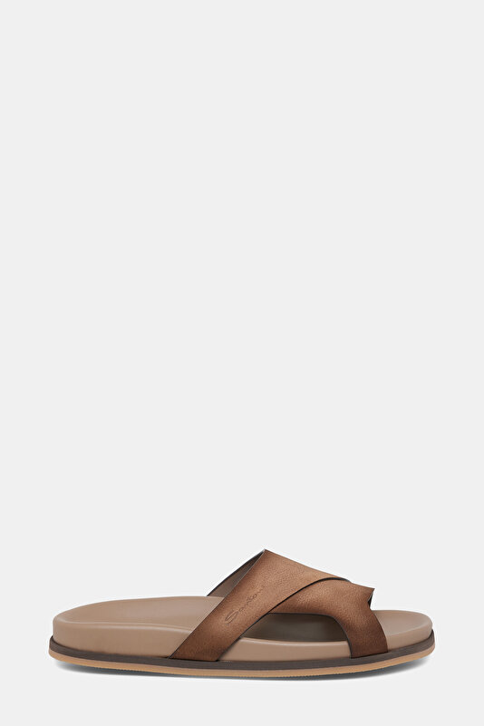 DARK BEIGE LEATHER SLIPPER