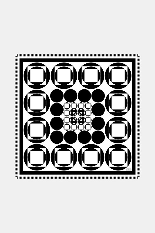 SİYAH BEYAZ GEOMETRİK DESENLİ TWILL İPEK EŞARP
