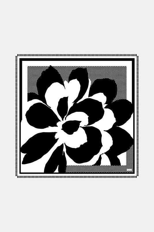 WHITE FLORAL PATTERN TWILL SCARF