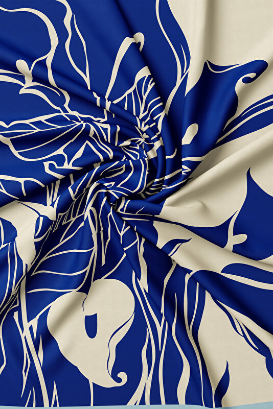 LIGHT BEIGE FLORAL PATTERN TWILL SCARF 2
